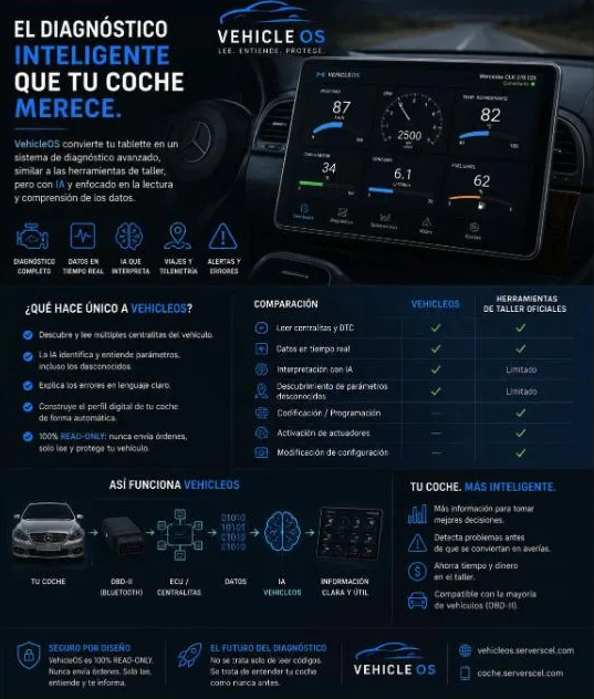 VehicleOS: el diagnòstic intel·ligent que el teu cotxe mereix — comparativa amb eines de taller